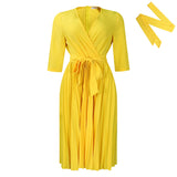 Women's Clothing Autumn 2025 New Solid Color Pressure Folded Strap With Large-Size V-Neck Temperament Elegant African