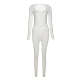 Sisterlinda Fitness Tracksuit 2Piece Set Women Skinny Bodycon-Shaping Bodysuits+High Waist Sporty Leggings Activewear