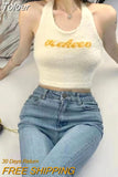 Women Elegant Halter Mink Hair Tank Tops O-Neck Knitted Off Shoulder Crop Tops Sexy Elastic Solid Tops For