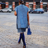 Women's Casual Denim Jacket Women's Fashion Denim Jacket Sleeveless Shoulder