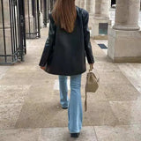 Women's Leather Jacket 2022 Autumn Winter Casual PU Loose Jackets Female Streetwear New Spring Fashion Faux Fur Blazer
