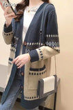Coat Women's Cardigan Vintage V-neck Long-sleeved Loose Vintage Knitted Fashion Top New Korean Lazy