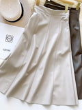 Waist Vintage PU Skirt Women Maxi Leather Skirts Womens 2022 Autumn A Line Green Faux Leather Long Skirt For Women