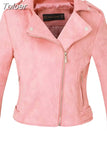2023 New Arrial Women Autumn Winter Suede Faux Leather Jacket Lady Fashion Matte Motorcycle Coat Biker 9 Colors