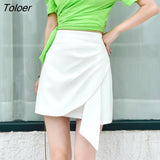 Women Asymmetrical Solid Leisure Simple Summer Hot Sale Baggy Empire Holiday Mini Mujer College Clothes Party