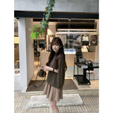 Semi-High-Necked Cloak Knitted Sweater Top High-Waisted Short Skirt Autumn And Winter
