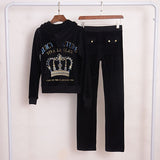 Spring/Fall 2 PiecesSet Sweatsuit Hoodies Long Sleeve Tops And Pants Fashion Pattern Velvet Women Tracksuit for Sport