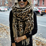 Poncho Leopard Femme Winter Blanket Scarf Warm Soft Cashmere Thicken Long Ladies Tassel Scarves Women 2022 Poncho