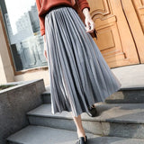 Skirt Women Autumn Long Vintage Gray Korean 2020 Maxi High Waist Casual Winter Black Party School Girl Velvet