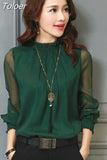 Womens Tops Chiffon Blouse Korean Summer Woman Clothes Stand Neck Elegant Ladies Work Wear Shirts Fashion Blusas De
