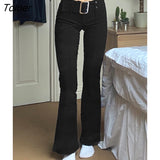 Casual Pants For Women Fashion Gothic High Waist Bodycon Pants With Belt Streetwear Vintage Korean Style Suits