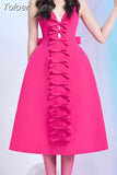Slim Party Dresses For Women Square Collar Sleeveless High Waist Patchwork Bow Elegant Solid Dress Female Summer Fashion