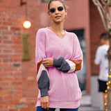 New Sweater Women Autumn And Winter Explosion Chicken Heart V Neck Lantern Sleeve Striped Knitted