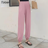 Casual Loose Women's Harem Pants 2023 Summer New Elastic High-Waist Trousers Woman Comfortable Long Ice Silk Pants