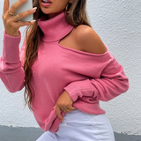 Autumn Winter Oversize Pullovers Sweaters Women Off Shoulder Turtleneck Sweater Long Sleeve Women's Cashmere Loose