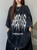 T-shirt Men's clothing Hip Hop Anime Ainting Letter Heart Vintage Y2k clothes Harajuku Goth Cotton Tee Half Sleeve
