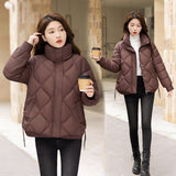 Down Cotton Jacket Female 2024 New Standing Collar Short Cotton-Padded Clothes Add Thick Warm Bread Clothing Small Cotton-Padded Jacket Coat Winter-Outfit