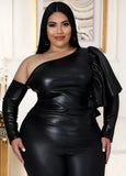 Leather Sexy Slash Shoulder Plus Size Party