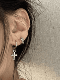 Rhinestone Cross Decor Earring-Outfit