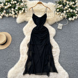 Fan Design Careful Machine Kinry Sling Dress Woman 2025 Summer Folds To Receive Irregular