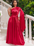 Women's 2025 New One-Shoulder Folded Dress Twill