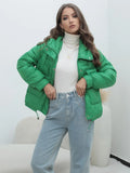 Down Cotton Jacket 2023 New Female Winter Thick Cotton-Padded Jacket Burst Bright Color Standing Collar Cotton-Padded Coat-Outfit
