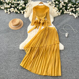 Sense T-Shirt With Irregular Hem Pressure Folding Blouse High-Waisted Half-Body