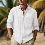 Men's Linen Shirt Button Shirt Summer Beach Shirt Pure