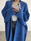 Fashion Winter Clothes Women Sweater Solid Color Irregular Mid-length Knitted Cardigan Coat Sweater Oversized