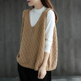 Vests Women Baggy Korean Style Students High Street Casual Cozy Sleeveless Female Vintage Knitted Outerwear Simple
