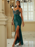 Sequin Spaghetti Strap Split