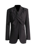 Toloer Sleeve Small Suit 2024 Summer New Temperament Senior Sense Irregular Slim Type Formal Suit Jacket Female-Outfit
