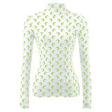 Sexy Thin Tight-fitting Fashion Moon Print Long Sleeves T-shirt 2022New Spring Summer Female Ice Silk Sunscreen