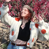 Bohemian Women Cardigan Tops three-dimensional Pattern Hand knitted Sweater V-Neck Puff Sleeve Loose Winter Sweaters