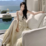 Toloer Gentle Small Holiday Back Show Thin Sling Feeling Flounce Design Long