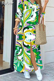 For Women 2023 Spring Summer Casual Loose Print Long Shirt Dress Button Up Long Sleeve Midi Elegant Vintage