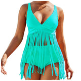 Split Tassel Bikini 2022 Woman High Waist Swimsuit Swimwear Women Bikini Set Push Up Sexy Beach Biquinis Bathing
