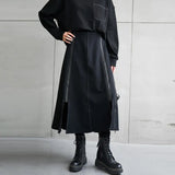 High Elastic Waist Black Zipper Irregular Casual Long Half-body Skirt Women Fashion Tide New Spring Autumn 2023