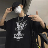 tshirts goth Harajuku tops Butterfly lightning print Loose Short Sleeve kawaii anime t shirt 2023 NEW plus size