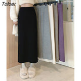 Ankle-length Skirts Women Autumn Winter Fashion Tender Korean Style A-line Solid Casual Daily Simple All-match