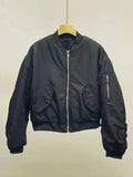 2022 Autumn Winter Short Baseball Short Jackets Women Fashion Long Sleeve Zipper Bomber Jacket Outwear Women's