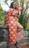 Chains Print Orange Long Blouse