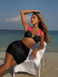 2025 New Color Collage Styloid Swimsuit Swimsuit Mesh Three-Piece Bikini