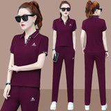summer two piece set top and pants 2 piece sets womens outfits korean style clothing 2021casual pants suits