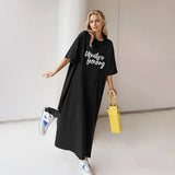 New European Code Large Version Of The Station Short Sleeve Loose Joint Dress Dress Women's Summer