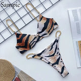 Sexy Black White Push Up Women Chain Straps Bikini Set Beach Wear Swimsuit Brazilian Swimwear Bathing Suit Bikinis