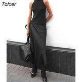 Elegant Satin Black High Waist Skirts Women 2022 Fall Silm Long A-Line Skirts Brown Casual Silk Ankle-Length Skirt