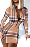 Plaid Print Zipper Mini Club