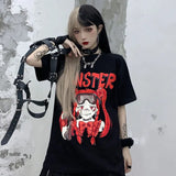 tshirts goth Harajuku tops Butterfly lightning print Loose Short Sleeve kawaii anime t shirt 2023 NEW plus size