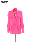 fashion women's blazer notched collar loose single breasted long sleeve solid color suit jackets summer 2023 new